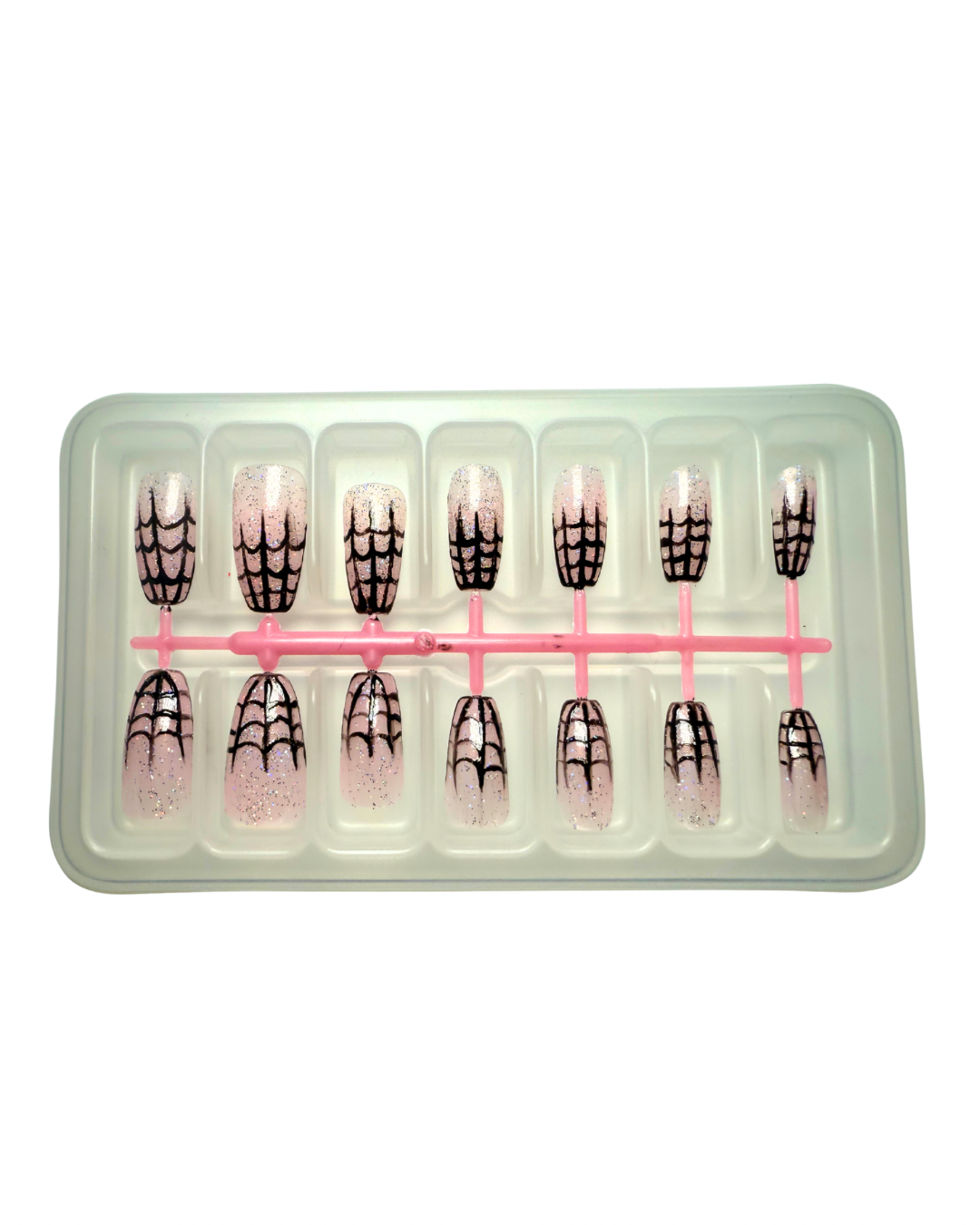 PINK GLITTER SPIDERWEB CUSTOM CLAWS