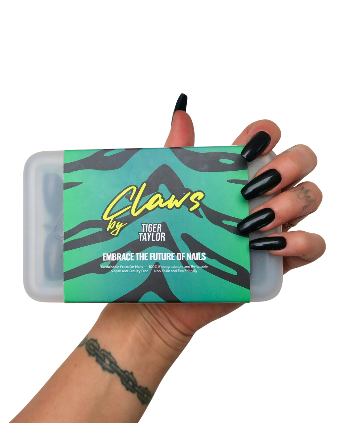 GOTHIC BLACK BIODEGRADABLE PRESS ON NAILS CLAWS KIT