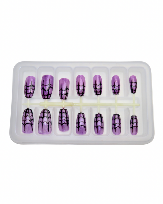 PURPLE GLITTER SPIDER WEB CUSTOM CLAWS