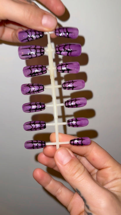 PURPLE GLITTER SPIDER WEB CUSTOM CLAWS