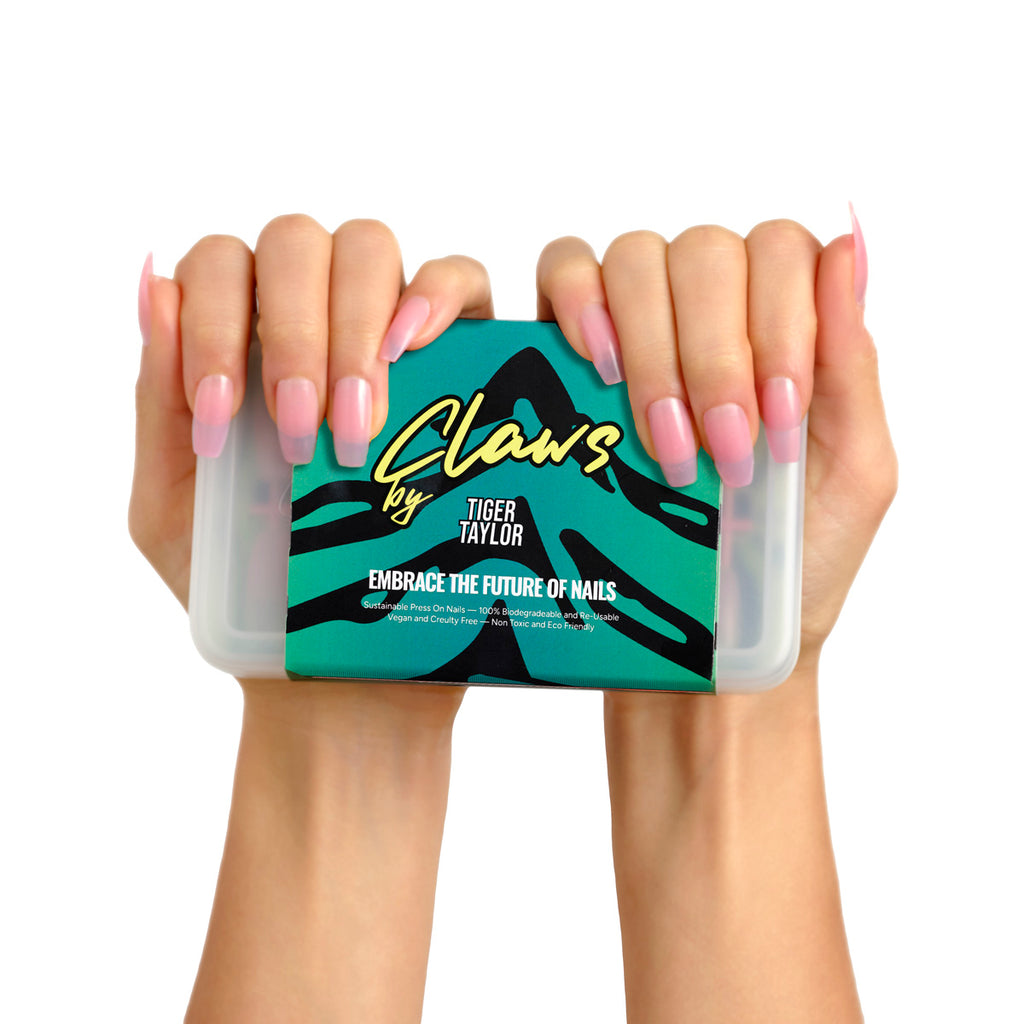 LOS ANGELES NEON PINK JELLY BIODEGRADEABLE PRESS ON NAILS CLAWS KIT