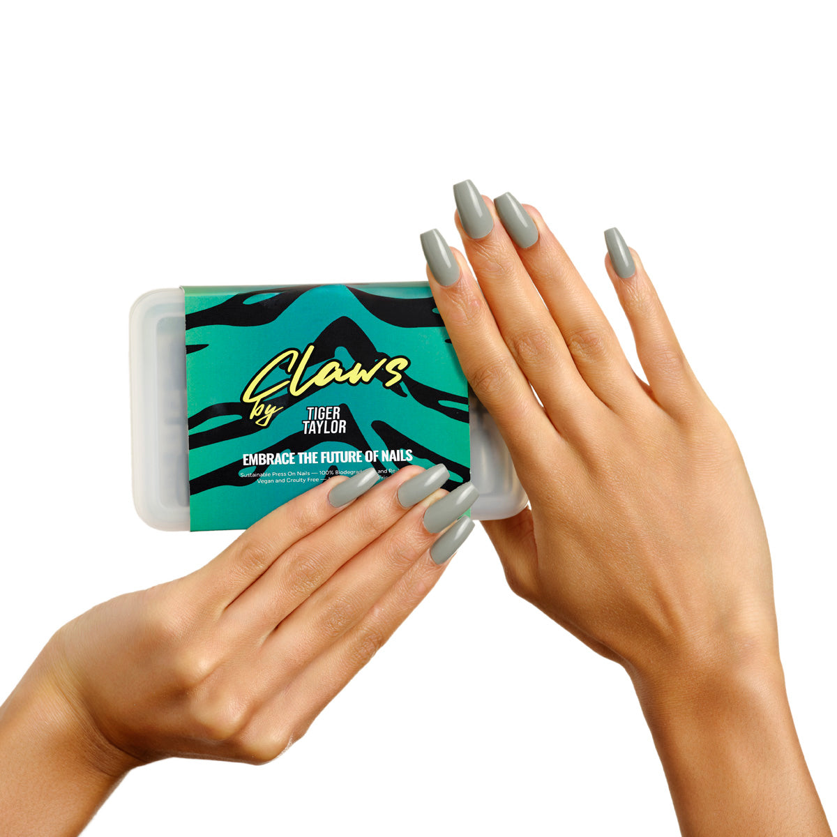 FRENCH GREY BIODEGRADEABLE PRESS ON NAILS CLAWS KIT