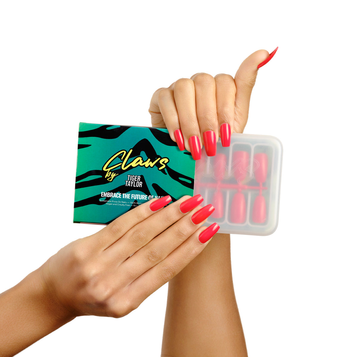 FUEGO RED BIODEGRADEABLE PRESS ON NAILS CLAWS KIT